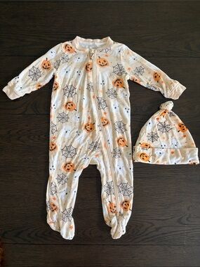 Halloween Pumpkin & Ghost Baby Footie with Hat (0-3M)